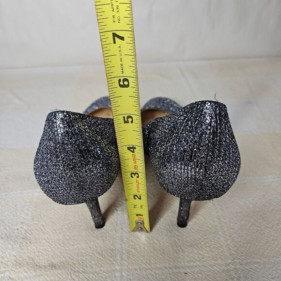 Kate Spade New York Karolina Italian Silver Textured Sparkle Round Toe Heels - Picture 11 of 11